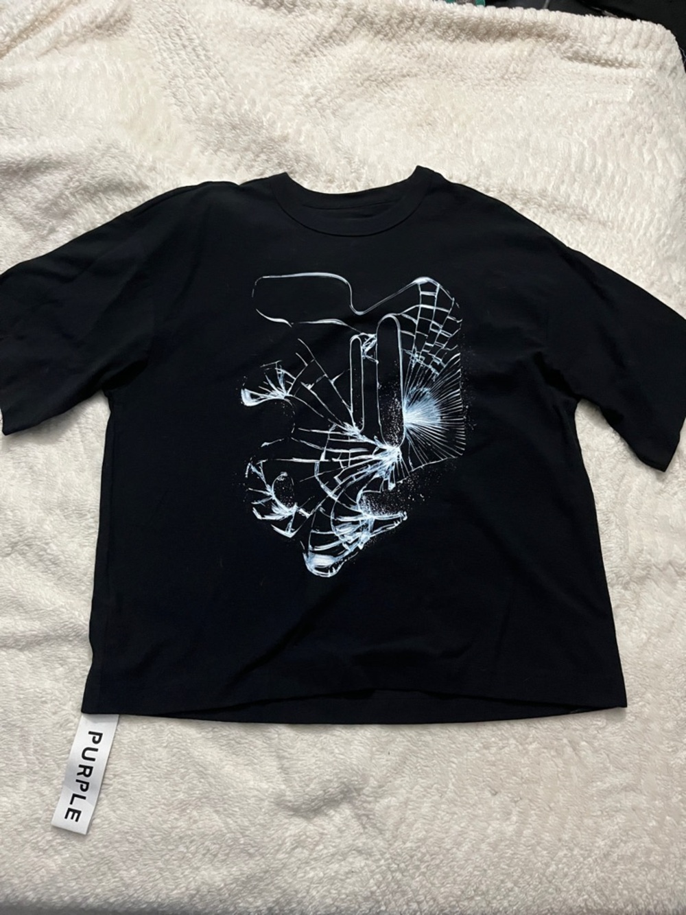 Purple Black Graphic Short Sleeve Tee - Purple